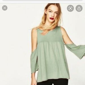 Zara cold shoulder top in coral